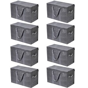 veno 8 pack extra large moving storage bags with zippers, foldable heavy-duty tote for space saving, alternative to moving boxes, packing supplies, plastic storage bins (dark gray - set of 8)