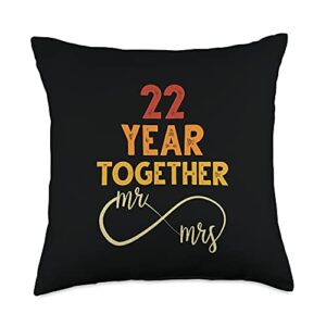 couple 22nd anniversary gifts co. 22 years together mr & mrs couple matching 22nd anniversary throw pillow, 18x18, multicolor