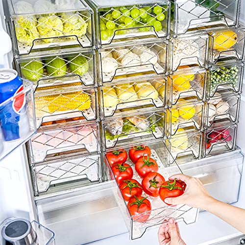 BuonHucs Pantry Organization and Storage, Refrigerator Organizer Bins, Fridge Pull-Out Drawer Containers, Stackable Storage Bins for Kitchen, Cabinet, Closet, Bathroom (2 PACK, 12.6"L x 8"W x 4.4"H)