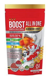 a.d.p. fish booster bloodworm honey 100 g. goldfish food & all tropical fish food small floating pellet grow faster & color enhancing high protein 32% aquarium baby fish newborn fry fish feed care
