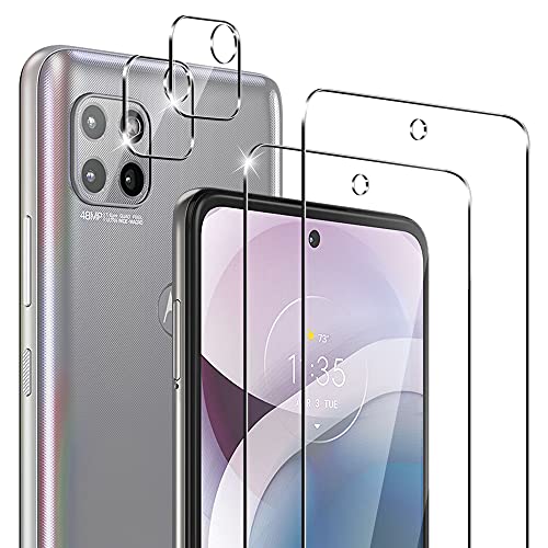 Cizerin [2+2 Pack] Tempered Glass Screen Protector for Motorola Moto One 5G Ace/ 5G UW Ace/G 5G- and Camera Lens Protector - Anti-fingerprint - Shatter Proof - 【Not for Moto One 5G/One 5G UW】