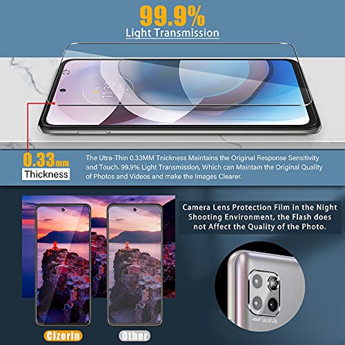 Cizerin [2+2 Pack] Tempered Glass Screen Protector for Motorola Moto One 5G Ace/ 5G UW Ace/G 5G- and Camera Lens Protector - Anti-fingerprint - Shatter Proof - 【Not for Moto One 5G/One 5G UW】