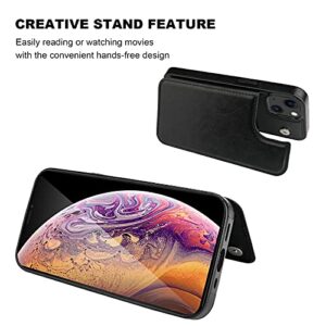 ONETOP Compatible with iPhone 13 Wallet Case with Card Holder, PU Leather Kickstand Card Slots Case, Double Magnetic Clasp Durable Shockproof Cover 6.1 Inch(Black)