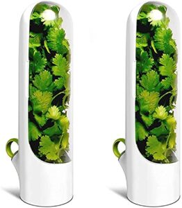 yxyyw herb saver best keeper for freshest produce, lasting refrigerator herb keeper, containers, clear herb savor pod, herb storage container for cilantro mint asparagus (2pcs)