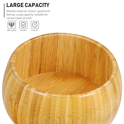 Cabilock Wooden Yarn Storage Bowl Wooden Knitting Bowls Crochet Yarn Holder Knitting Container Knitting Crochet Accessories with Lid