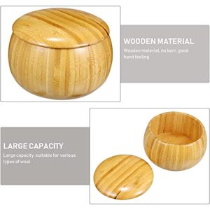 Cabilock Wooden Yarn Storage Bowl Wooden Knitting Bowls Crochet Yarn Holder Knitting Container Knitting Crochet Accessories with Lid