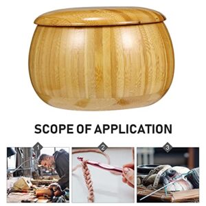 Cabilock Wooden Yarn Storage Bowl Wooden Knitting Bowls Crochet Yarn Holder Knitting Container Knitting Crochet Accessories with Lid