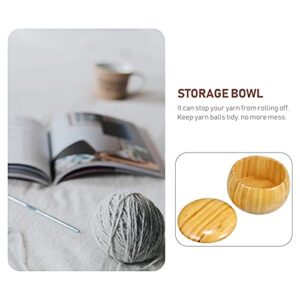 Cabilock Wooden Yarn Storage Bowl Wooden Knitting Bowls Crochet Yarn Holder Knitting Container Knitting Crochet Accessories with Lid