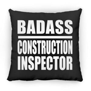 designsify badass construction inspector, 12 inch throw pillow black decor zipper cover with insert, gifts for birthday anniversary christmas xmas fathers mothers day