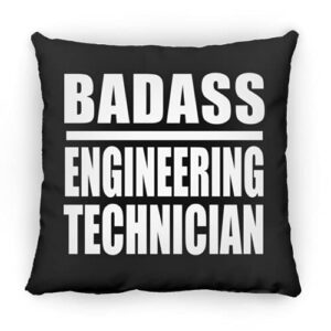 designsify badass engineering technician, 12 inch throw pillow black decor zipper cover with insert, gifts for birthday anniversary christmas xmas fathers mothers day