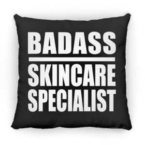 designsify badass skincare specialist, 12 inch throw pillow black decor zipper cover with insert, gifts for birthday anniversary christmas xmas fathers mothers day