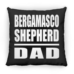 designsify bergamasco shepherd dad, 12 inch throw pillow black decor zipper cover with insert, gifts for birthday anniversary christmas xmas fathers mothers day