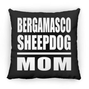 designsify bergamasco sheepdog mom, 12 inch throw pillow black decor zipper cover with insert, gifts for birthday anniversary christmas xmas fathers mothers day