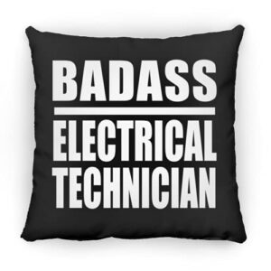 designsify badass electrical technician, 12 inch throw pillow black decor zipper cover with insert, gifts for birthday anniversary christmas xmas fathers mothers day