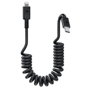 dé coiled usb-c to lightning cable (note: usb c, not usb), coiled lightning cable 3ft [carplay compatible & mfi certified], for iphone 12 pro max/12/13/11 pro/11/x/8/ipad