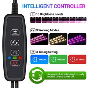 LED Grow Lights Strips for Indoor Plants, 3 Working Modes & 10 Dimmable Levels Plant Lights with Auto Cycle Timer 3/9/12Hrs, 36W Full Spectrum DIY Growing Lamps for Seedings Hydroponics, 6 Strips