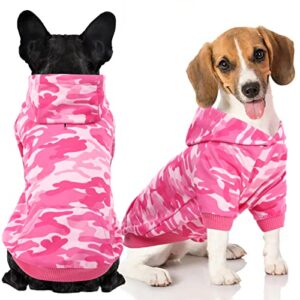 aofitee camo dog hoodie coat warm dog shirts vest, camouflage pet t-shirt sweatshirts with pocket, cozy puppy pollover pajamas dog cold weather clothes apparel for small medium and large dog