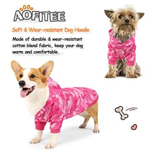 AOFITEE Camo Dog Hoodie Coat Warm Dog Shirts Vest, Camouflage Pet T-Shirt Sweatshirts with Pocket, Cozy Puppy Pollover Pajamas Dog Cold Weather Clothes Apparel for Small Medium and Large Dog