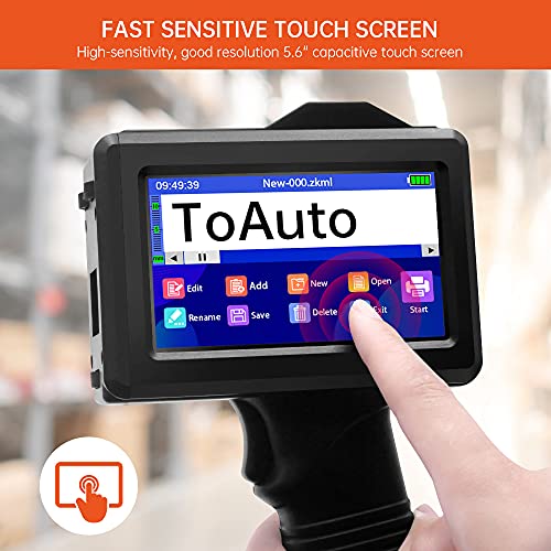 TOAUTO V4 Portable Intelligent Upgraded Handheld Inkjet Printer Gun with 5.6 Inch LED Touch Screen Quick-Drying Inkjet Coding Machine for Code Date Label Industry Design House Usage