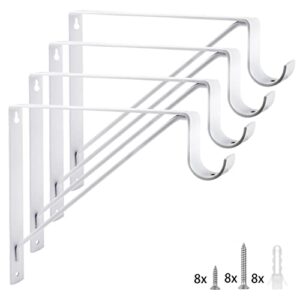 eau 4 packs of white heavy duty closet shelf and rod bracket, closet shelf bracket with rod support great for both shelf storage and closet rod