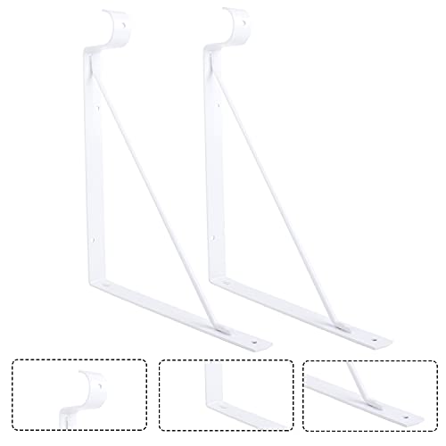 Eau 4 Packs of White Heavy Duty Closet Shelf and Rod Bracket, Closet Shelf Bracket with Rod Support Great for Both Shelf Storage and Closet Rod