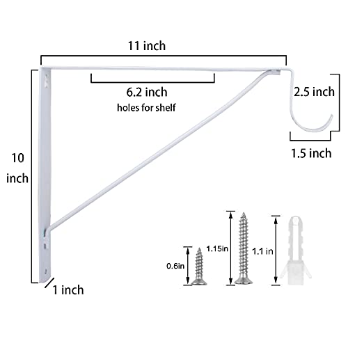 Eau 4 Packs of White Heavy Duty Closet Shelf and Rod Bracket, Closet Shelf Bracket with Rod Support Great for Both Shelf Storage and Closet Rod