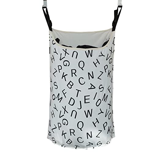 HDHYK Adjustable Space Saving Door Hanging Laundry Hamper Bag with Free Hanging Hooks,Hanging Laundry Bag with Zipper,Dorm Laundry Bag, Over The Door Laundry Hamper for Bathroom