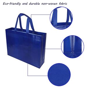 20 PCS Large Reusable Gift Bags with Handles Foldable Shopping Bags Blue Christmas Gift Bag Non-Woven Present Bag for Birthday Party Bag, Favor Bags, Goodie Bag, Bridesmaid Gift Bag, Wedding Bags