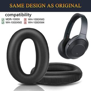 SOULWIT Replacement Earpads Cushions for Sony WH-1000XM2 (WH1000XM2) & MDR-1000X (MDR1000X) Headphones, Ear Pads with Noise Isolation Memory Foam, Added Thickness (Black)