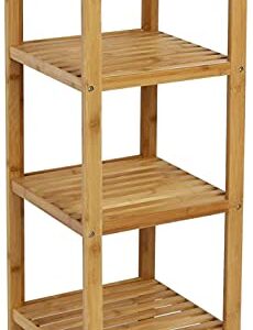 buenotoys 100% Bamboo Bathroom Shelf Corner Shelf Narrow Shelving Unit - Storage Rack Organizer, Plant Stand for Bathroom Kitchen Living Room (4-Tier)