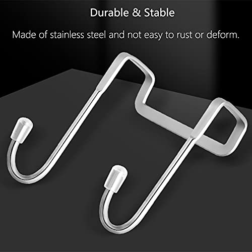 Shower Door Hooks(４-Pack), Over Door Hooks, Towel Hooks for Bathroom Frameless Glass Shower Door, Cabinet Door Hook, Silver