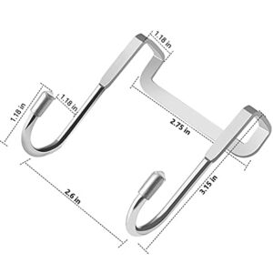 Shower Door Hooks(４-Pack), Over Door Hooks, Towel Hooks for Bathroom Frameless Glass Shower Door, Cabinet Door Hook, Silver