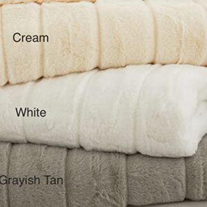 Ultra Soft Reversible Faux Fur Throw, Fluffy Blanket for Winter Sofa Couch, Cuddly & Warm(50"x 60", White)