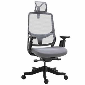 vinsetto high back ergonomic mesh office chair with adjustable height, armrests, lumbar support and headrest, grey/black