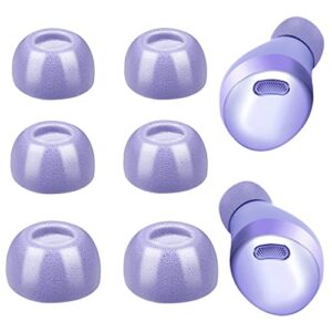 soulwit memory foam ear tips replacement [with mesh] for samsung galaxy buds pro, 3 pairs noise isolation earbuds eartips with portable storage case (violet,s/m/l)