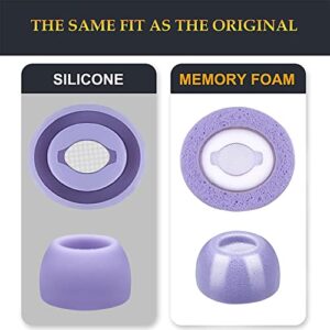 SOULWIT Memory Foam Ear Tips Replacement [with Mesh] for Samsung Galaxy Buds Pro, 3 Pairs Noise Isolation Earbuds Eartips with Portable Storage Case (Violet,S/M/L)