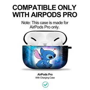 Stitch AirPods Pro Case Protectiv Cover,Fully Protected Shockproof Cartoon case with Keychain Clip Carabiner and Lanyard,Compatible with Apple AirPods Pro (Star Stitch)