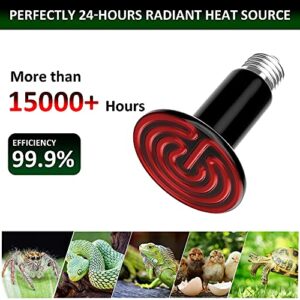 Makmzoon 2-Pack Ceramic Heat Emitter,100W Reptile Heat Lamp Bulb,Reptile Heat Lamp Ceramic Heater for Reptile,Brooder Chicken Coop Chameleon Turtle Birds Snakes