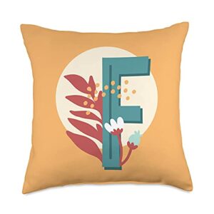 letter initial f floral vintage alphabet floral initial letter f cute alphabet monogram throw pillow, 18x18, multicolor