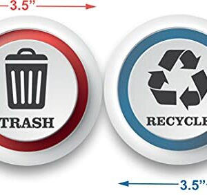 A&B Traders Recycle And Trash Stickers - Outdoor Vinyl Recycling And Trash Logo Sticker Pack Of 4, Round Sticker For Trash Can Kitchen Bins, Waterproof Outdoor Recycling Decals