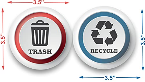 A&B Traders Recycle And Trash Stickers - Outdoor Vinyl Recycling And Trash Logo Sticker Pack Of 4, Round Sticker For Trash Can Kitchen Bins, Waterproof Outdoor Recycling Decals