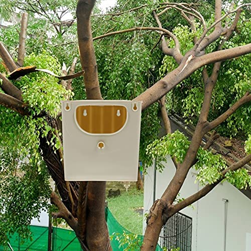 NUOBESTY Bird Cage Feeder Parrot Breeding Nest Plastic Cockatiel Breeding Box Screw Mount Bird Nest House Cage Tree Hanging Bird Hut Habitat for Canary Budgie Lovebird Bird Buddy