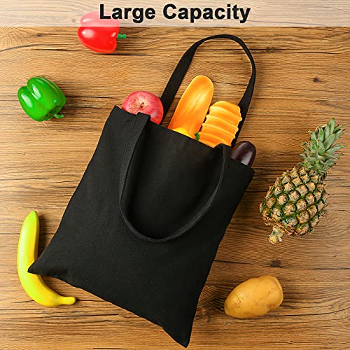 Canvas Tote Bag. 6|12|16 Bags Thickening Series of Grocery Blank Canvas Bags Suitable for DIY gifts, Heavy Duty, Promotions, Black, 12-Pack