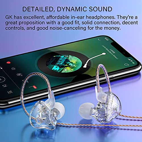 GK GST Headphones in Ear HiFi 1DD 1BA Deep Bass Earbuds with B Pin Detachable Cables, Noise-Isolating Earbuds(Microphone)