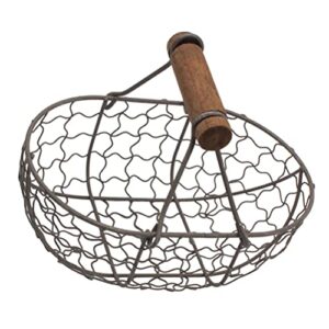 doitool rusty chicken wire egg basket with handle wire gathering basket egg storage skelter basket farmhouse vintage style storage basket