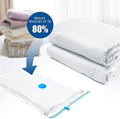 rabofly Premium Vacuum Storage Bags, 80% More Storage, 6 Pack (2 x Jumbo, 2 x Large, 2 x Small) Double Zip Seal for Duvets, Bedding, Pillows, Clothes, Quilts, Sweater, Comforters
