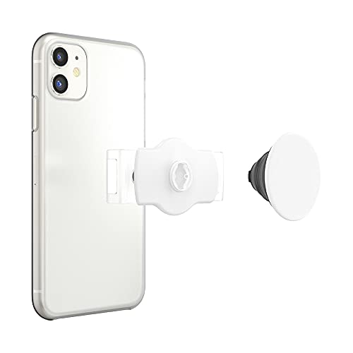 PopSockets Phone Grip Slide for Phones and Cases, Sliding Phone Grip with Expanding Kickstand, Square Edges - White