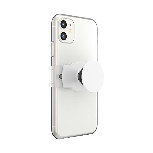 PopSockets Phone Grip Slide for Phones and Cases, Sliding Phone Grip with Expanding Kickstand, Square Edges - White