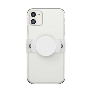 PopSockets Phone Grip Slide for Phones and Cases, Sliding Phone Grip with Expanding Kickstand, Square Edges - White