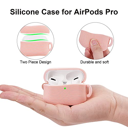 Case for Airpods Pro, Filoto Airpod Pro Cover for Women Girls, Cute Apple Air Pods 3 Case Silicone Protective Wireless Charging Case Accessories Keychain with Pompom (Pink)